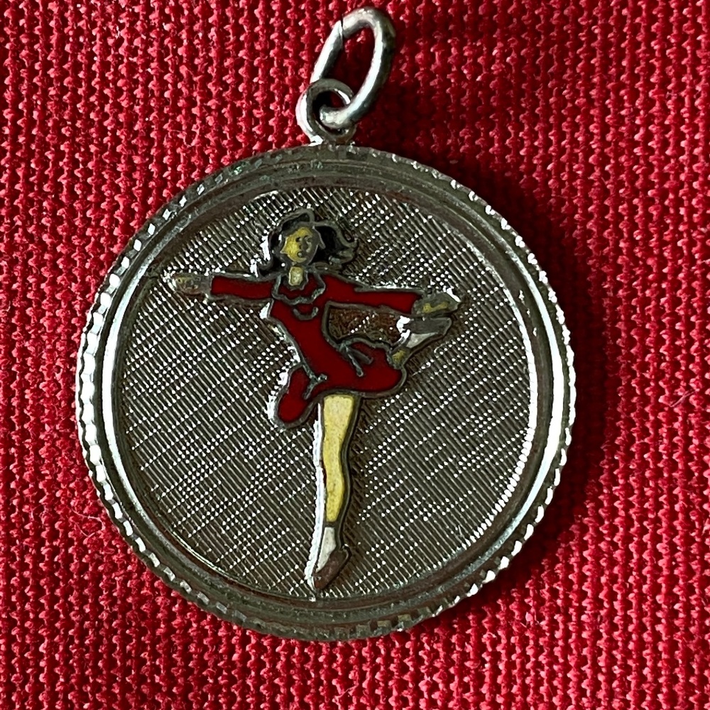 VTG I STG Enamel Female Ice Figure Skater Charm